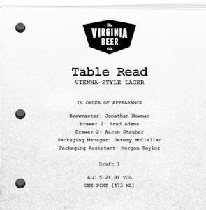Table Read beer artwork