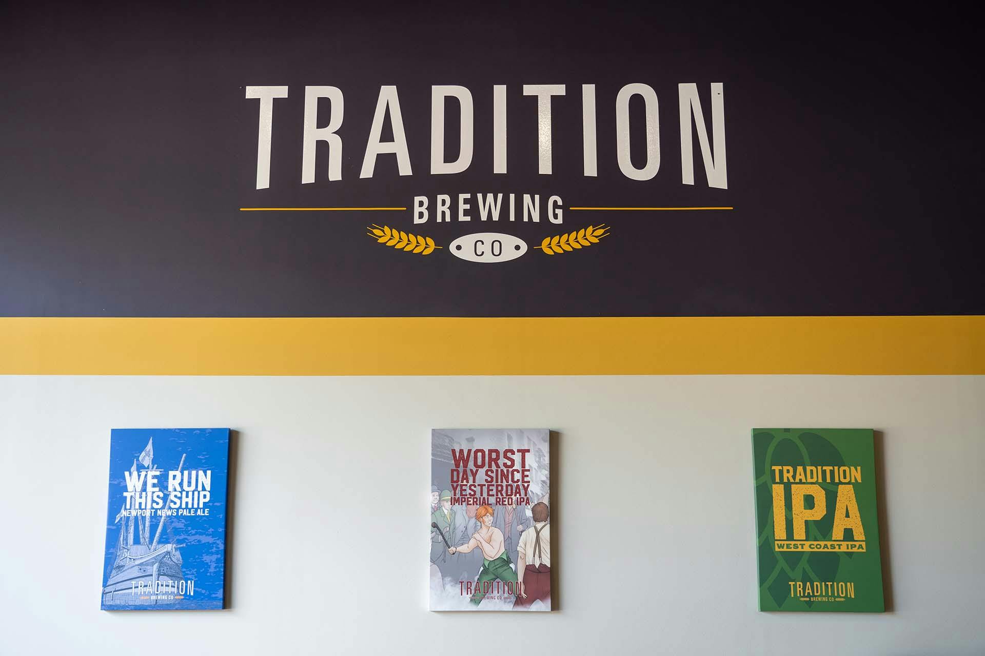 Traditional brewing taproom wall of events 