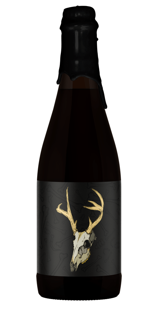 Beers from tripping animals brewing in a glass bottle 