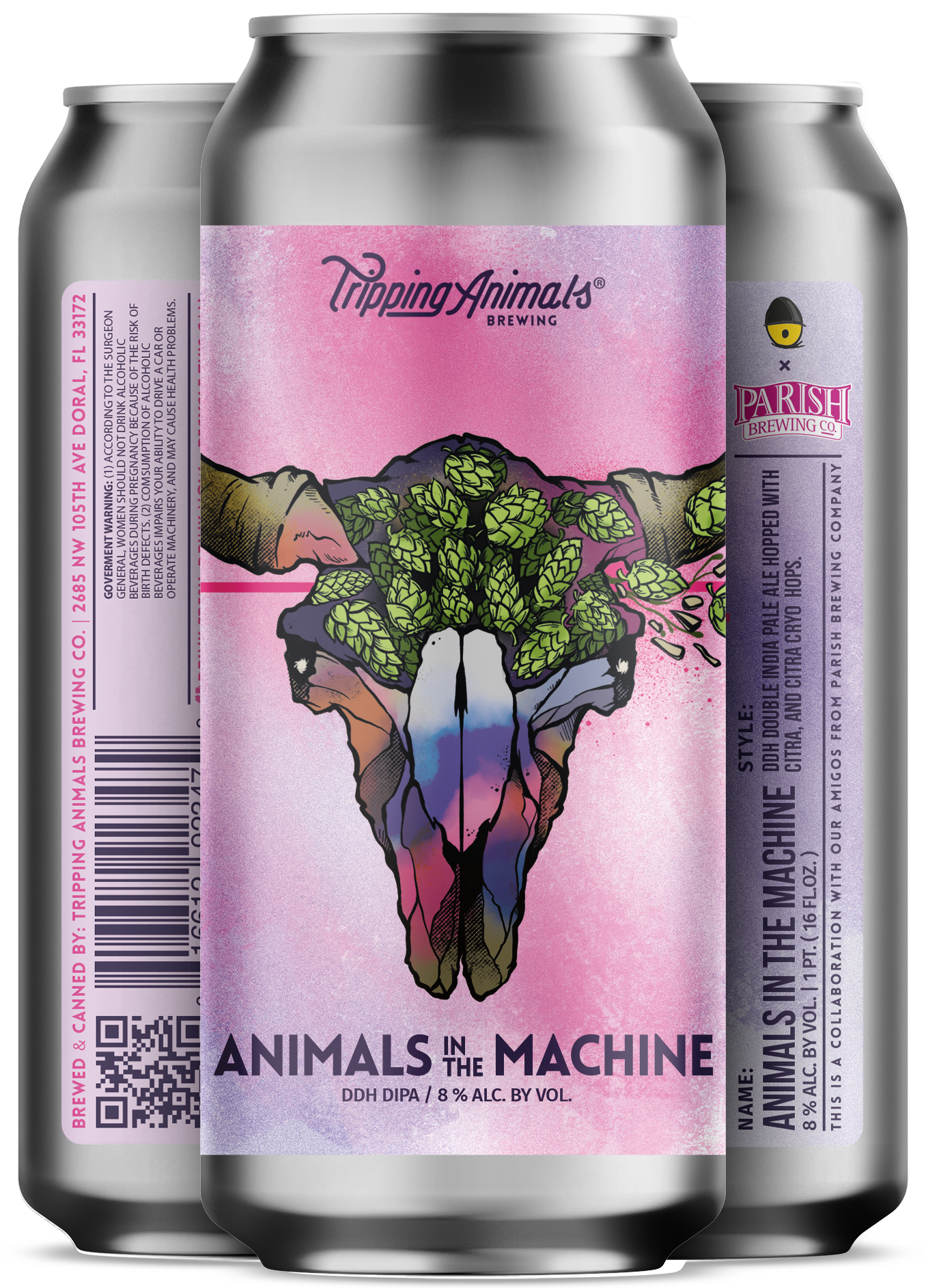 Three beers side by side from tripping animals brewing