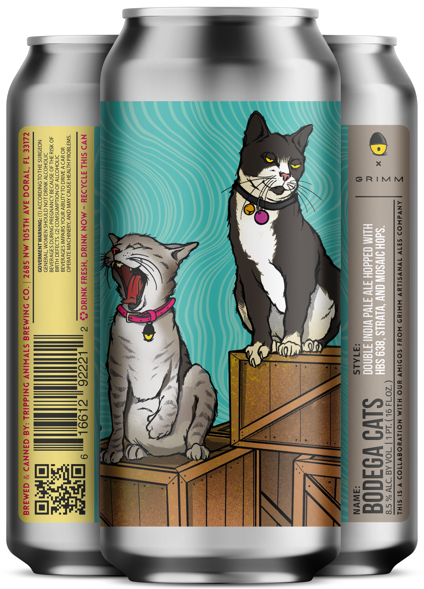Three beers side by side from tripping animals brewing