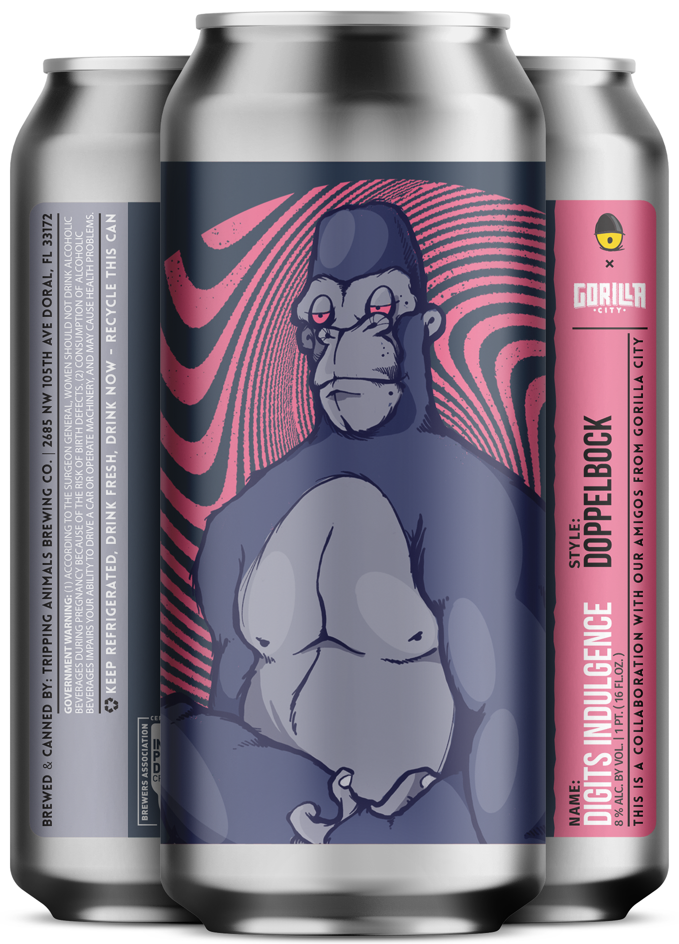 Three beers side by side from tripping animals brewing