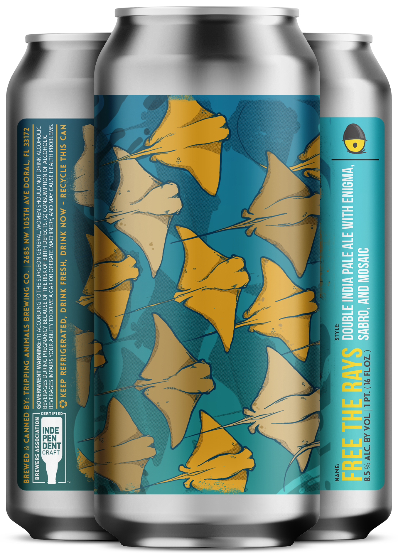 Three beers side by side from tripping animals brewing