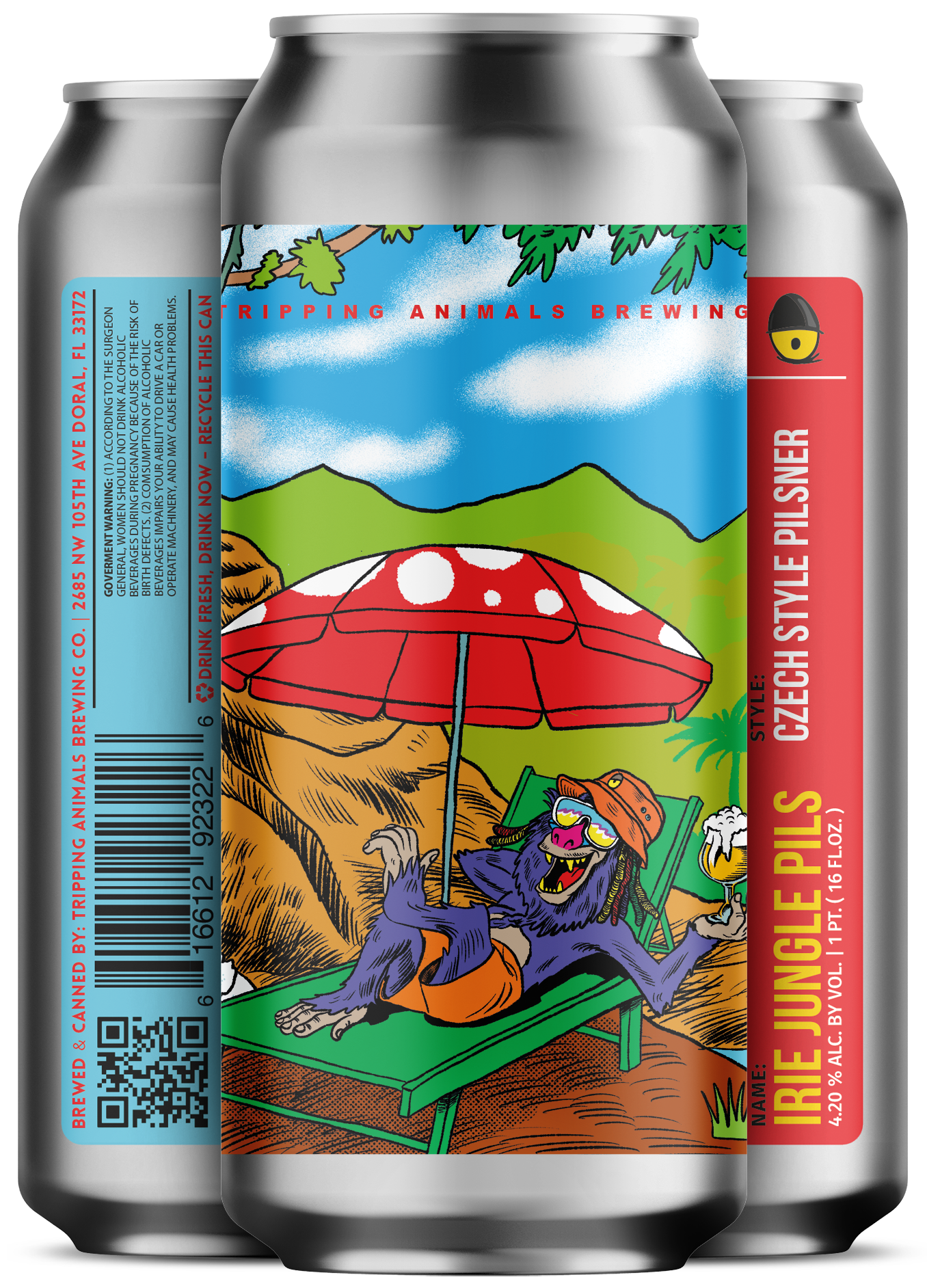 Three beers side by side from tripping animals brewing