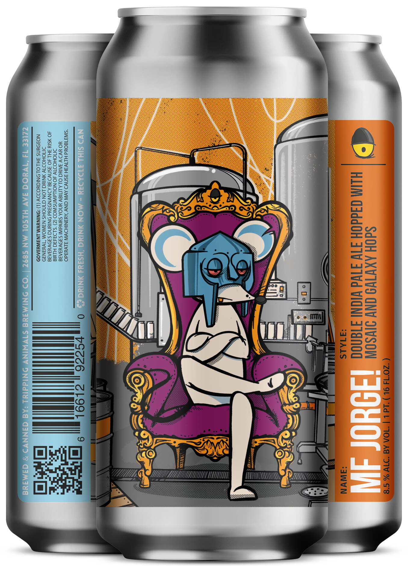 Three beers side by side from tripping animals brewing