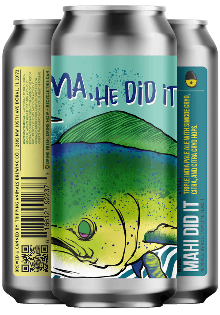 Cans of Tripping Animals Mahi Did It beer