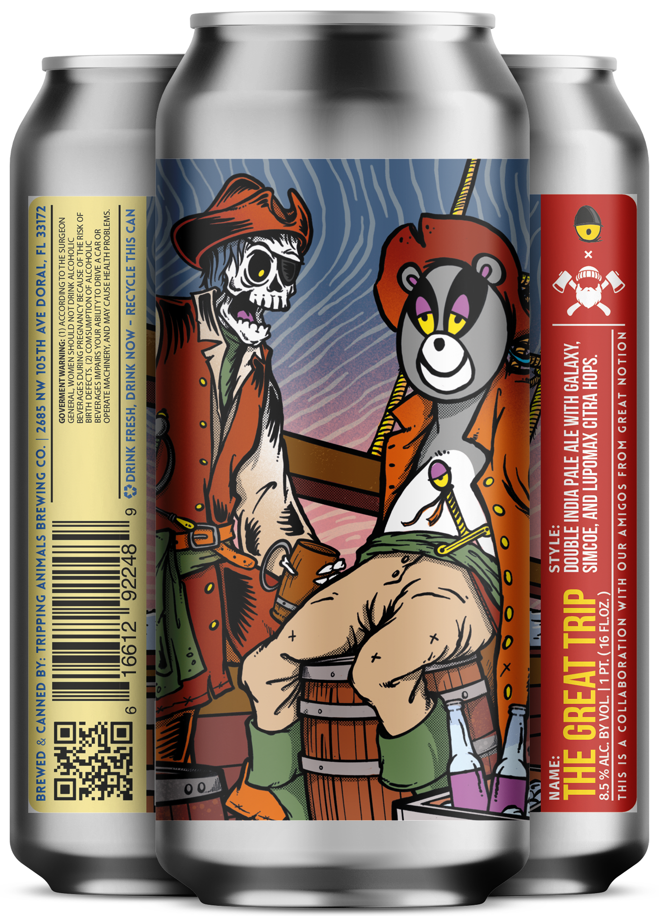 Three beers side by side from tripping animals brewing