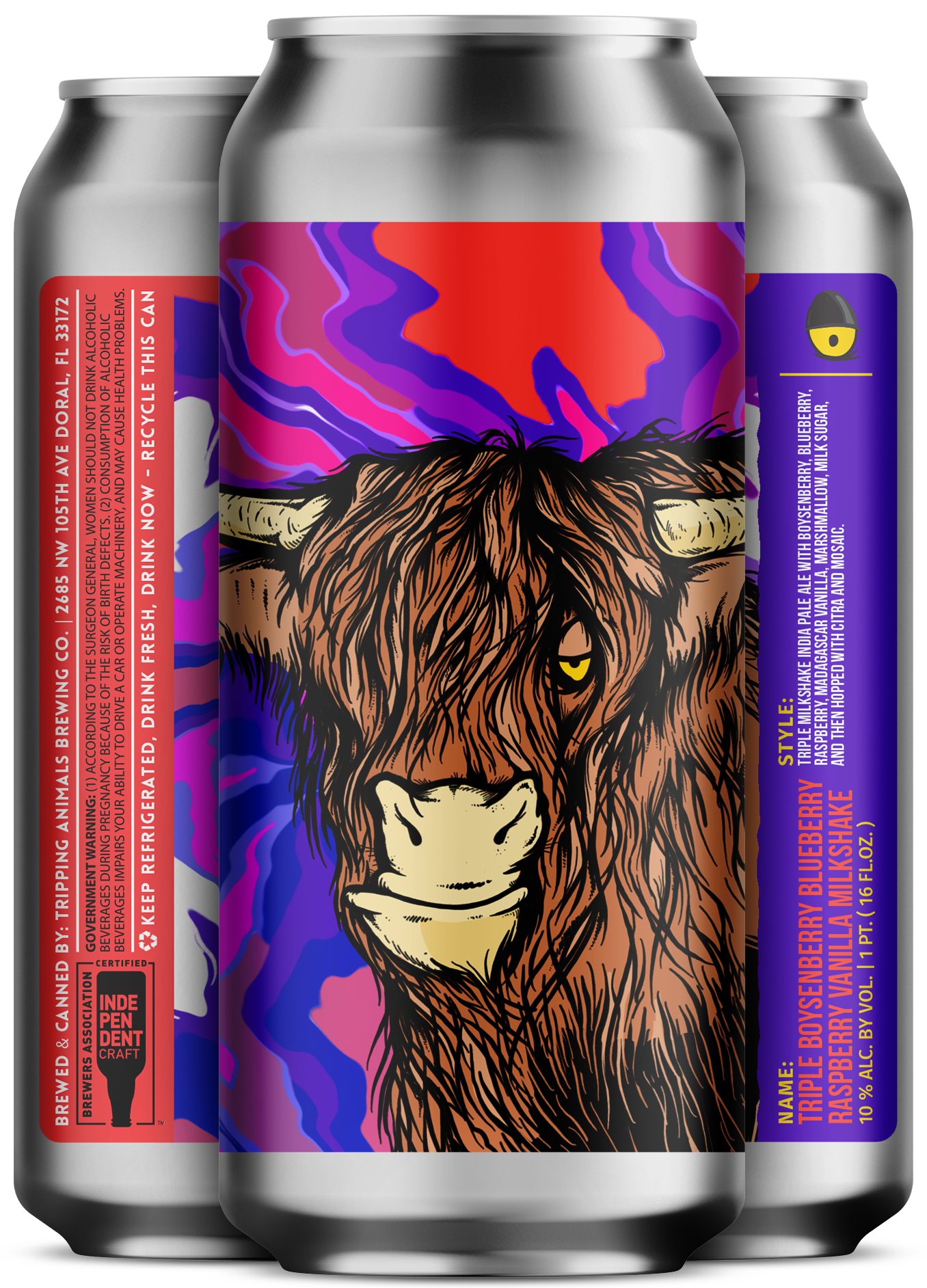 Three beers side by side from tripping animals brewing