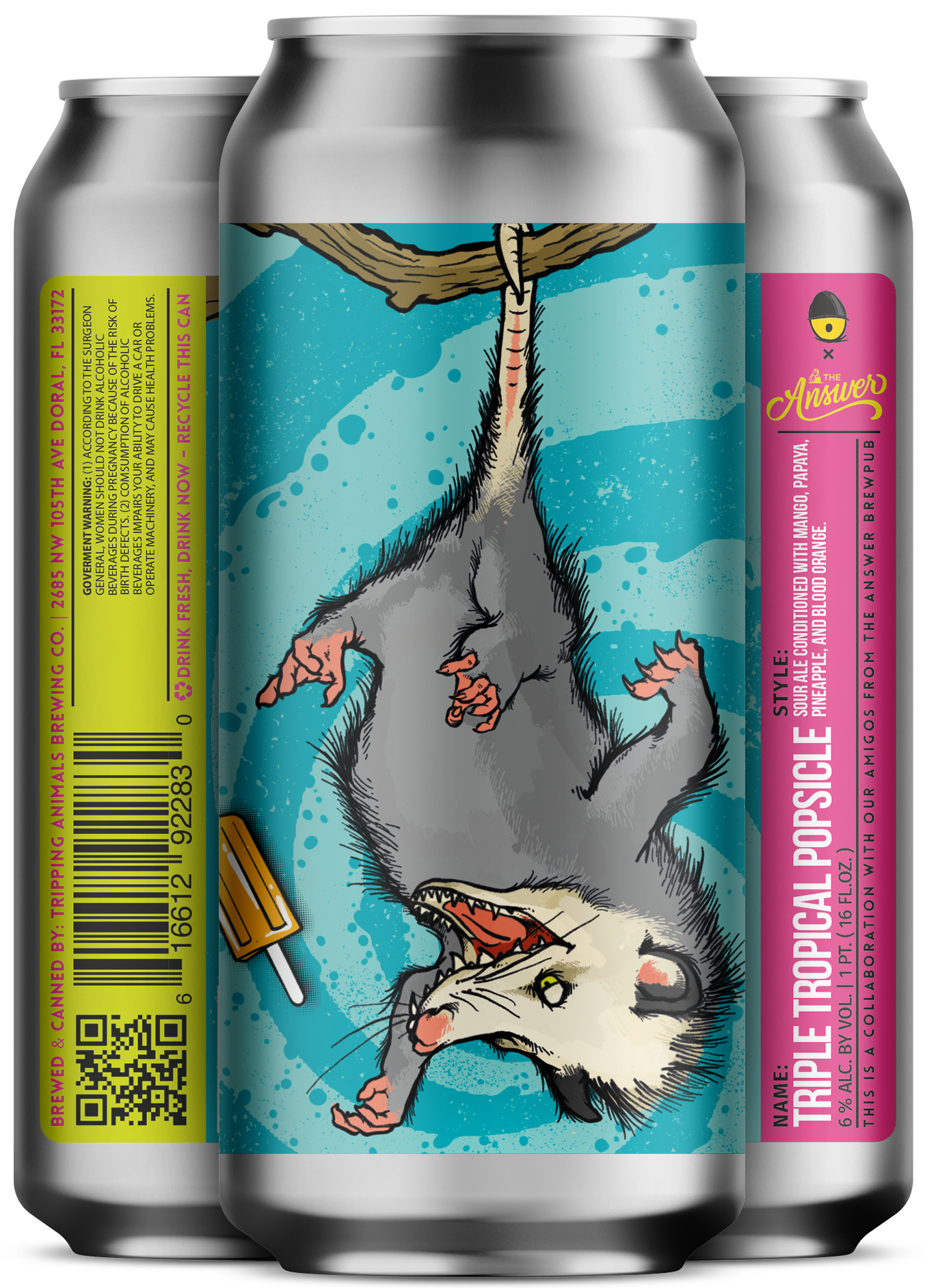 Three beers side by side from tripping animals brewing