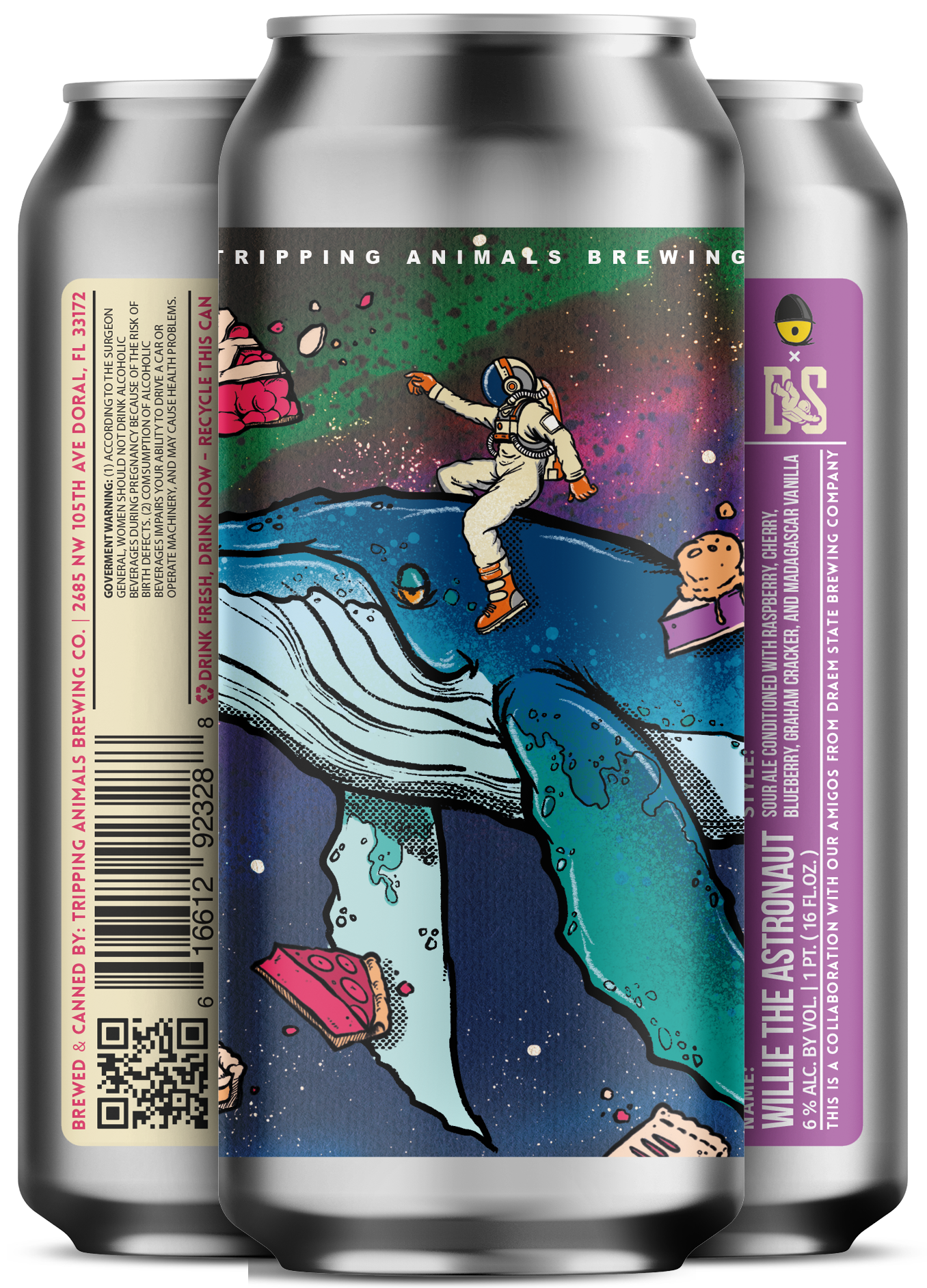 Three beers side by side from tripping animals brewing