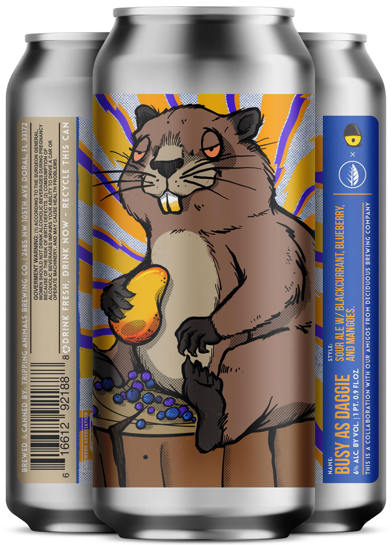 Three beers side by side from tripping animals brewing