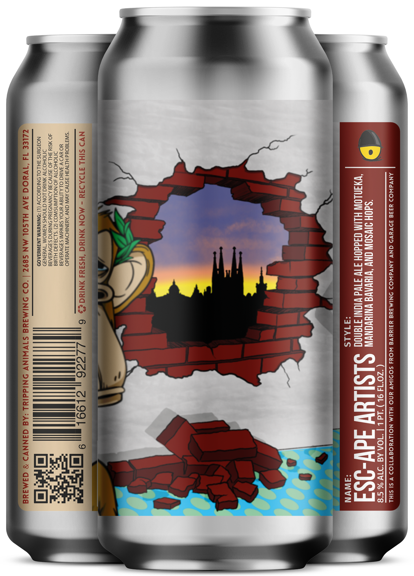 Three beers side by side from tripping animals brewing