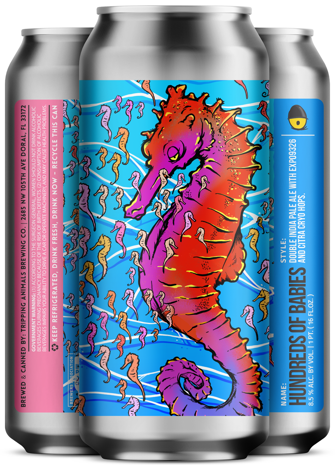 Three beers side by side from tripping animals brewing