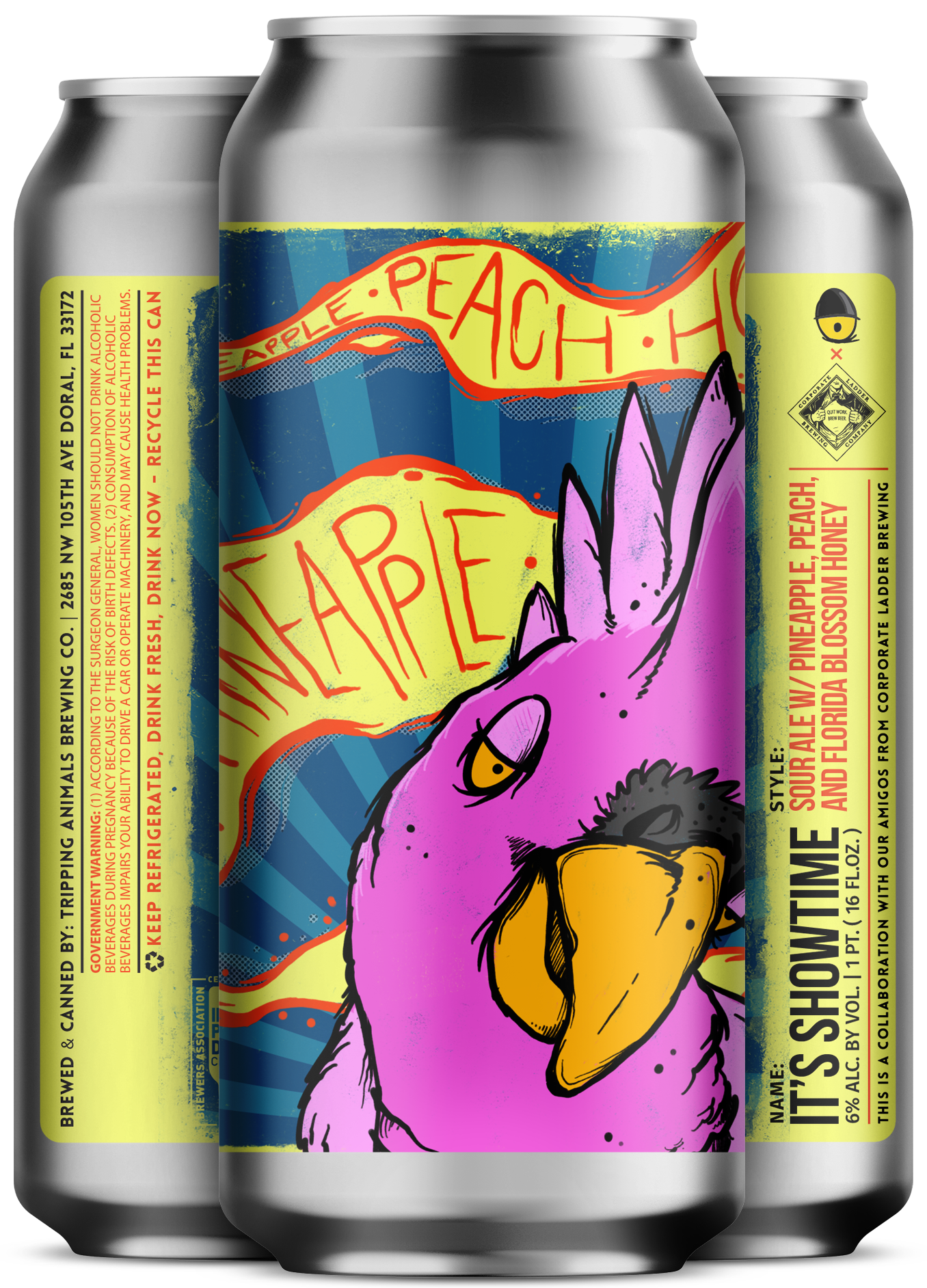 Three beers side by side from tripping animals brewing