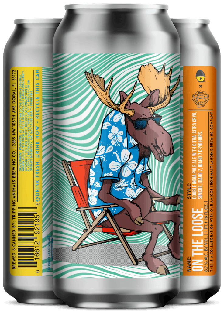 cans_OnTheLoose_distro Three beers side by side from tripping animals brewing