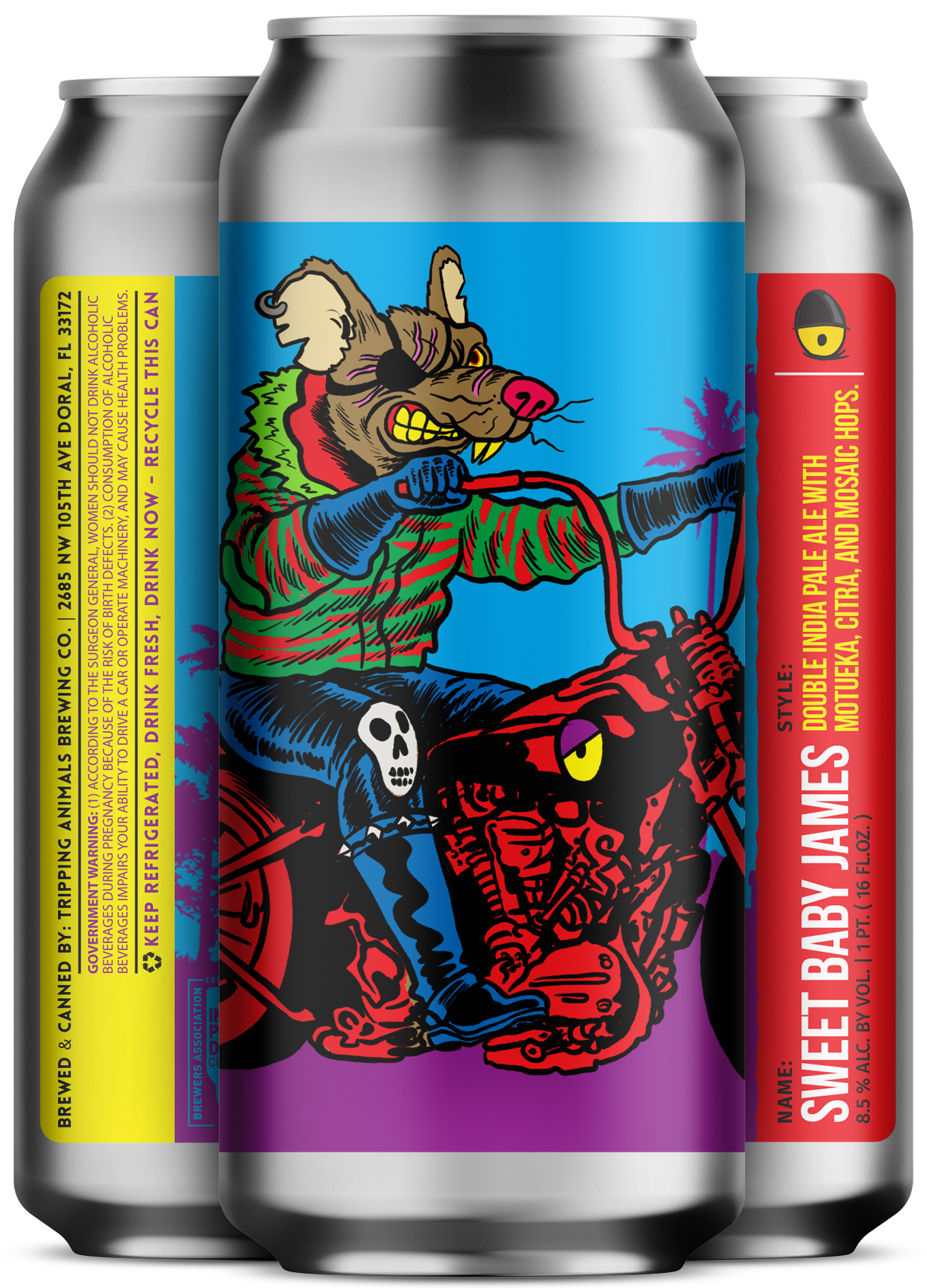 Three beers side by side from tripping animals brewing