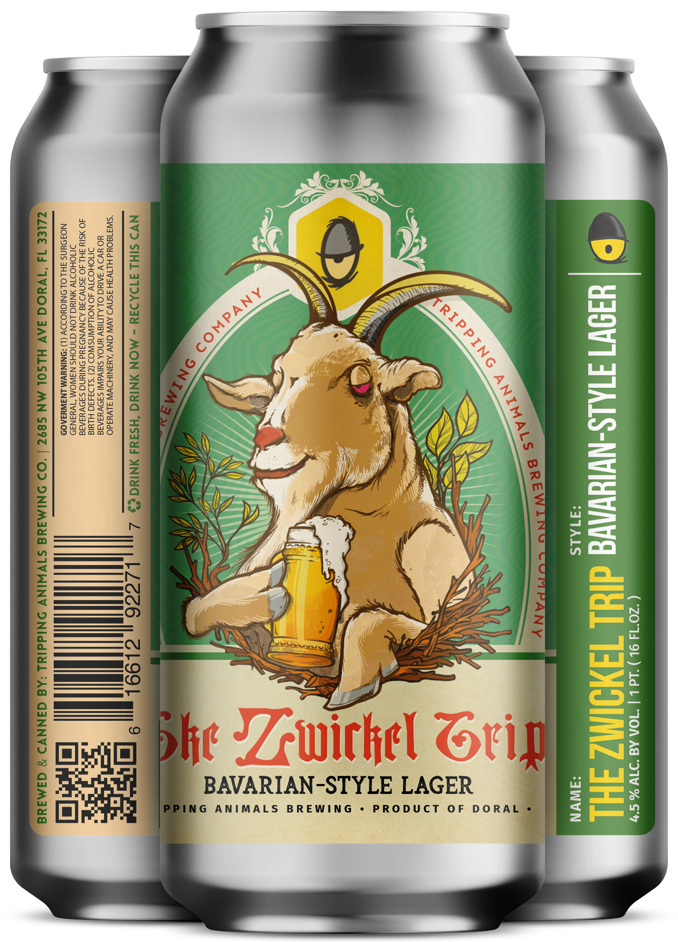 Three beers side by side from tripping animals brewing