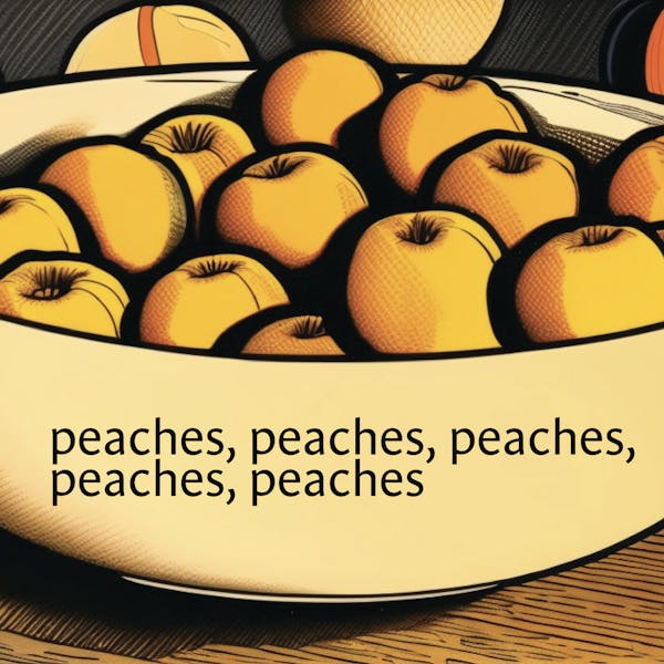 Label for Peaches, Peaches, Peaches, Peaches, Peaches