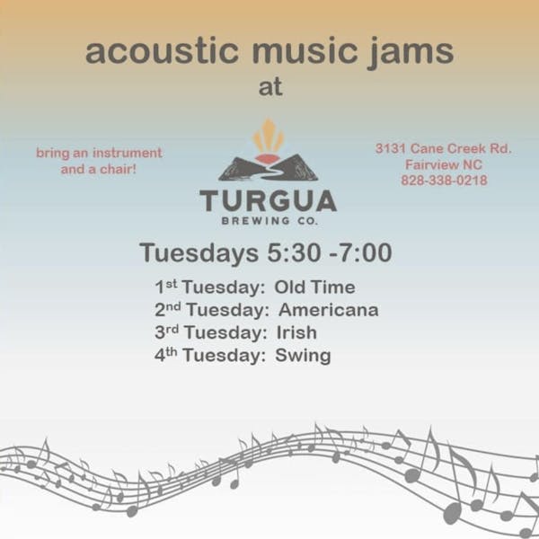 Tuesday Jam Session at Turgua Brewing – Old Time with Phil McGlynn.