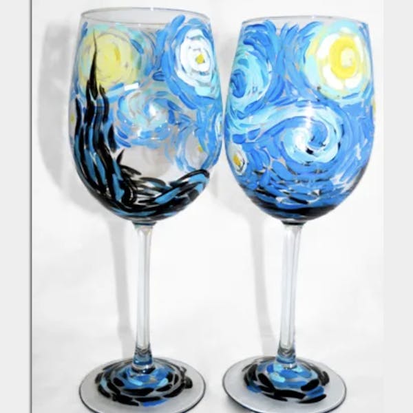 Paint Nite: Starry Night Wine Glasses