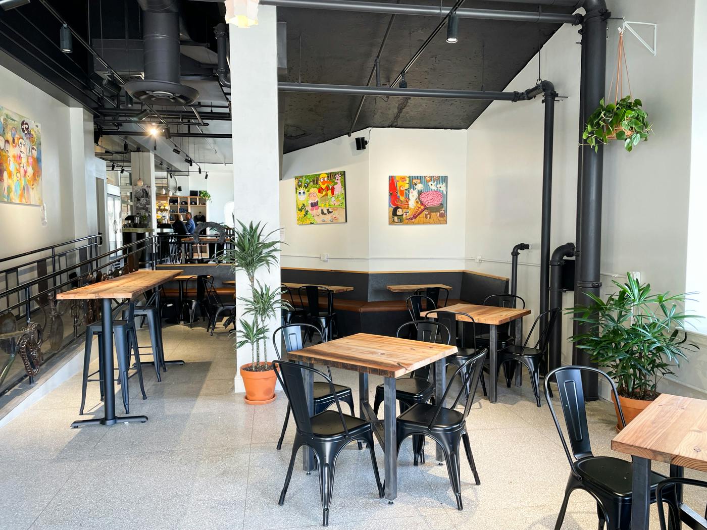 Inside photo of the Wedge Brewing taproom in the Grove Arcade