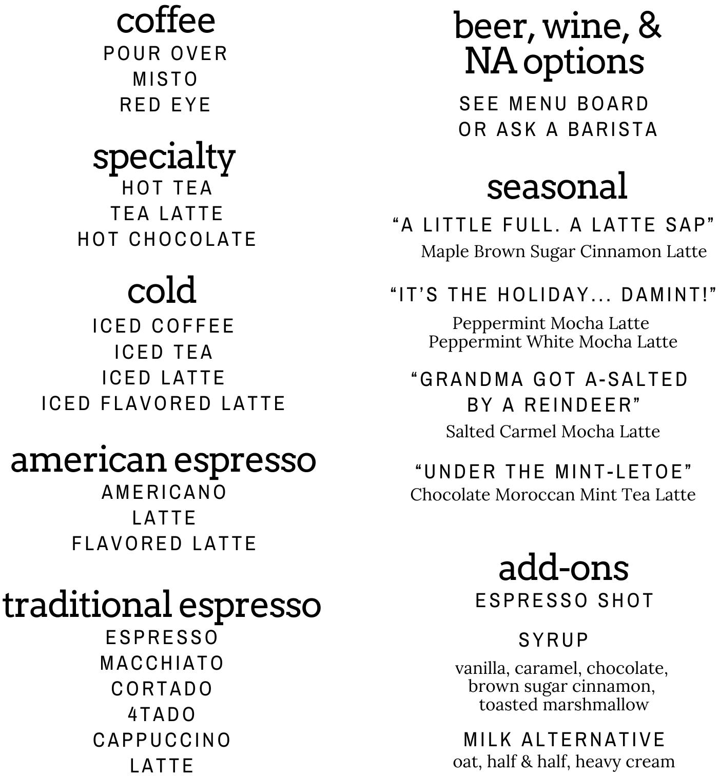 Kitchen Coffee Menu (32) Kitchen Coffee Menu (32)