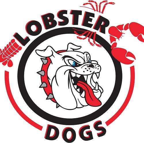 lobster dogs logo features a bulldog with a lobster above it